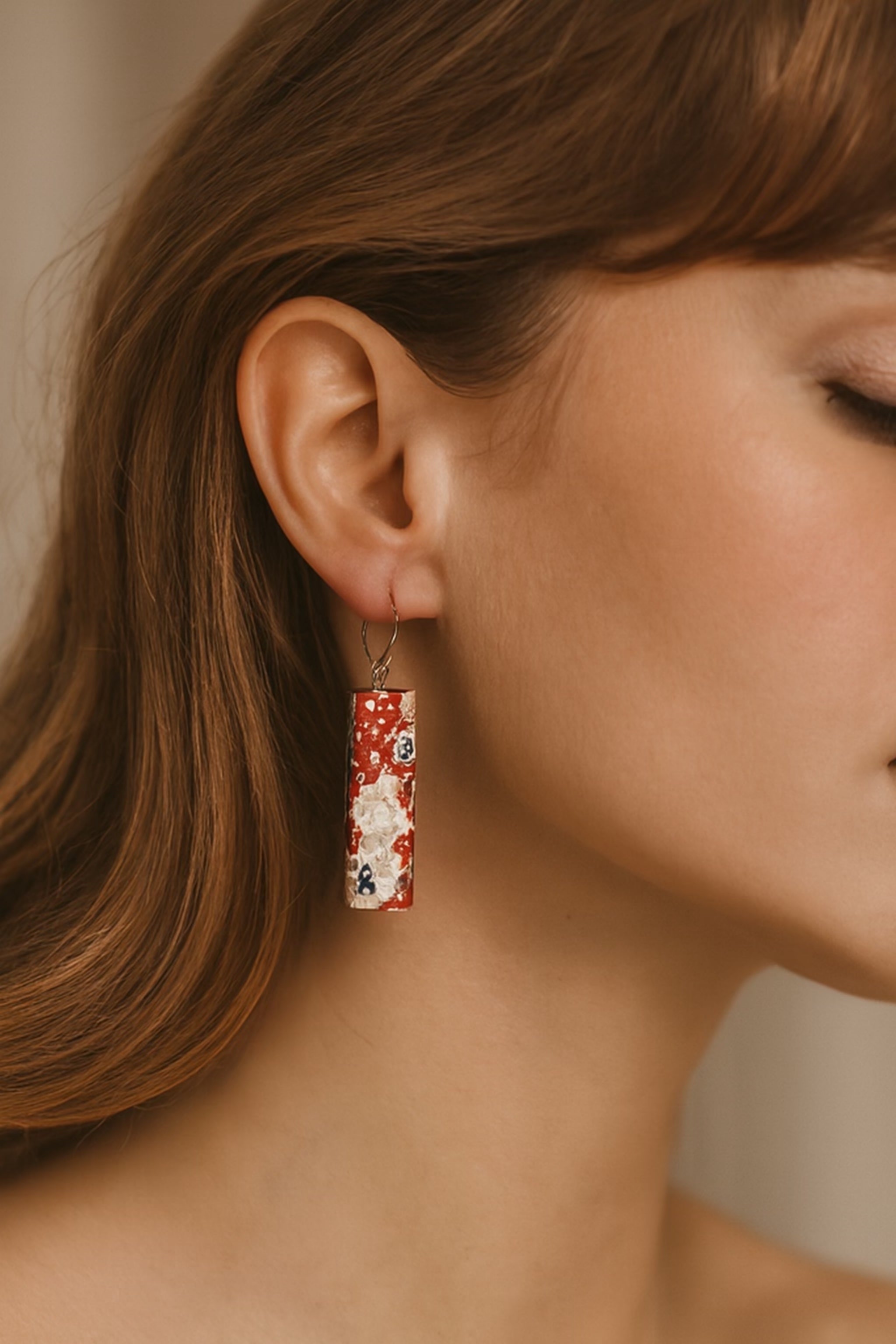 Red, White & Blue Floral | Bar Earrings
